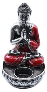 Buddha mécsestartó szobor - Piros - 17 cm