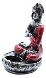 Buddha mécsestartó szobor - Piros - 17 cm