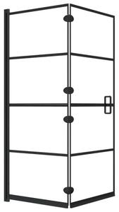 Fekete ESG zuhanykabin összecsukható ajtóval 120x140 cm