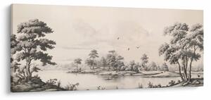 Kép - Vintage tájkép rajz (120x50 cm)