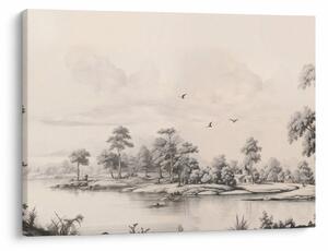 Kép - Vintage tájkép rajz (70x50 cm)