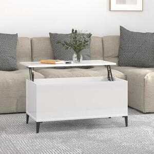 Magasfényű fehér szerelt fa dohányzóasztal 90x44,5x45 cm