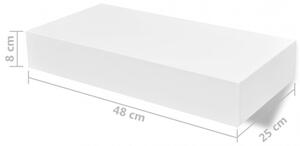 VidaXL 2 db fehér lebegő fali polc fiókkal 48 cm
