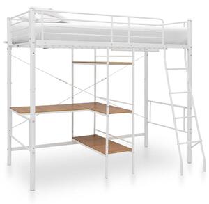 VidaXL fehér fém emeletes ágykeret asztallal 90 x 200 cm