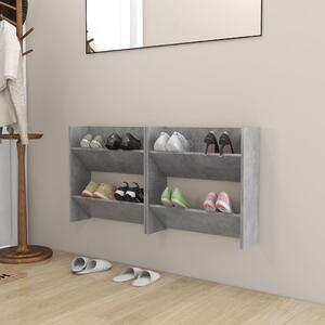 2 db betonszürke fali cipősszekrény 60 x 18 x 60 cm