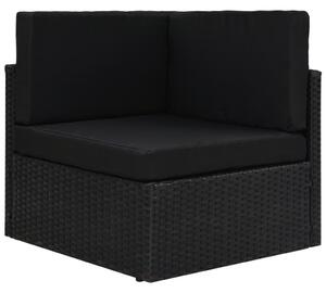 Fekete polyrattan sarokkanapé-elem