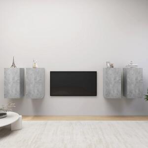 4 db betonszürke szerelt fa TV-szekrény 30,5 x 30 x 60 cm