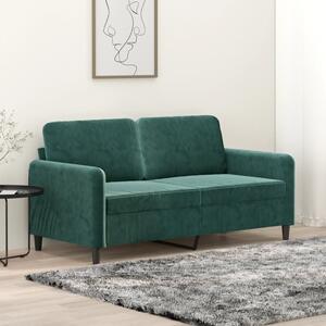 Kétszemélyes sötétzöld bársony kanapé 140 cm