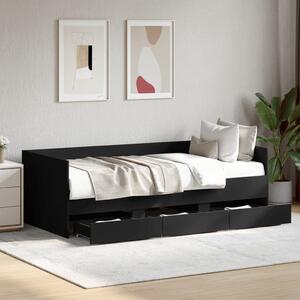 VidaXL fekete kanapéágy fiókkal matrac nélkül 75x190 cm