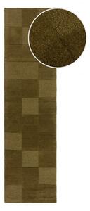 Khaki kézi szövésű gyapjú futószőnyeg 60x230 cm Checkerboard – Flair Rugs