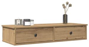 Kézműves tölgy szerelt fa falipolc fiókokkal 100 x 37,5 x 19 cm