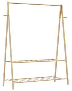 Bambusz ruhaállvány polcokkal 132 x 45,5 x 150,5 cm