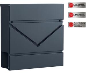 SONGMICS Falra Szerelhető Postaláda Újságtartóval és Zárral, Antracitszürke