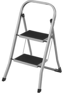 SONGMICS 2 Lépcsős Összecsukható Létrás Fellépő (150 kg Teherbírás), Szürke