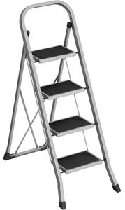 SONGMICS 4 Lépcsős Összecsukható Létrás Fellépő (150 kg Teherbírás), Szürke-Fekete