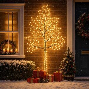 LED-es fali karácsonyfa 210 cm 312 LED Meleg fehér Acél Fekete