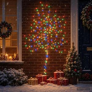 LED-es fali karácsonyfa 180 cm 200 LED Többszínű Acél Fekete