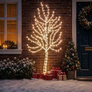 LED-es fali karácsonyfa 180 cm 200 LED Hideg fehér Acél Fekete