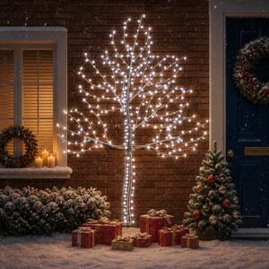 LED-es fali karácsonyfa 210 cm 312 LED Hideg fehér Acél Fekete