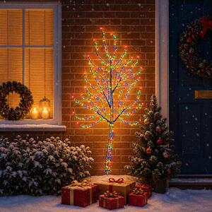 LED-es fali karácsonyfa 150 cm 140 LED Többszínű Acél Fekete