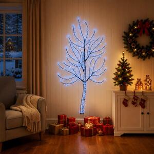 LED-es fali karácsonyfa 150 cm 140 LED Kék Acél Fekete
