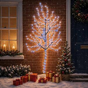 LED-es fali karácsonyfa 180 cm 200 LED Kék Acél Fekete