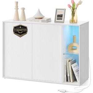 SONGMICS HOME Snapsemble TV-állvány és Tálalószekrény LED-del, KADIN, Hófehér