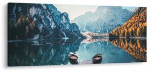 Kép - Csónakok a Braies-tónál (120x50 cm)