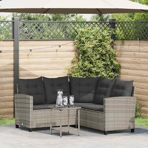 VidaXL L-alakú szürke polyrattan kerti kanapé asztallal és párnával