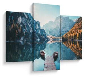 Kép - Csónakok a Braies-tónál (90x60 cm)
