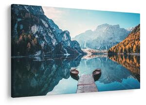 Kép - Csónakok a Braies-tónál (90x60 cm)