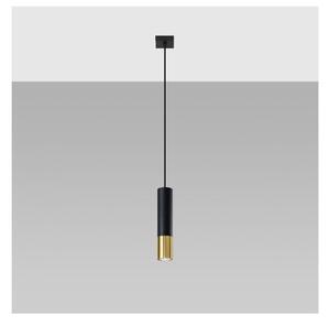 Fekete-aranyszínű függőlámpa fém búrával 8x8 cm Longbot - Nice Lamps