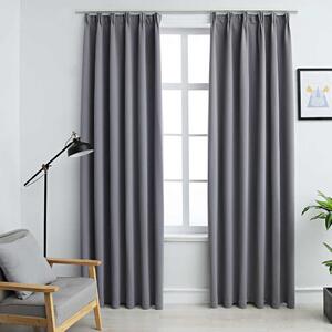 VidaXL 2 db szürke sötétítőfüggöny kampókkal 140 x 225 cm
