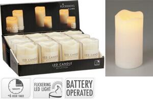 GYERTYA LED-ES ÍDŐZÍTŐVEL ELEM NÉLKÜL 7X13CM 12DB/DISPLAY