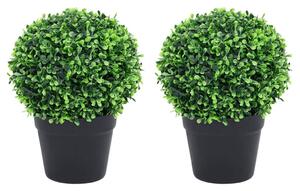 2 db zöld gömbalakú cserepes műpuszpáng 32 cm
