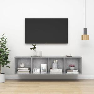 Betonszürke szerelt fa fali TV-szekrény 37x37x142,5 cm