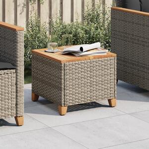 VidaXL szürke polyrattan és akácfa kerti asztal 45 x 45 x 37 cm