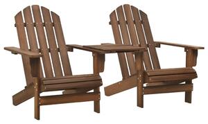 VidaXL barna tömör fenyőfa kerti Adirondack székek teázóasztallal