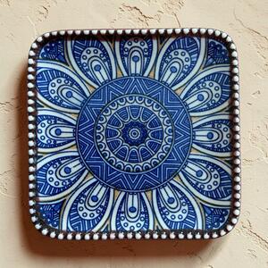 Kisméretű kerámia kocka alakú tálka 10×1,5 cm-es méretben