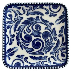 Portugál Kék Indák kisméretű kerámia kocka alakú tálka (10×1,5 cm)