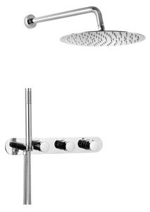 Sapho Sapho, Falsík alatti zuhanyszett termosztátos keverőcsappal és kézi zuhanytartóval, 2 kimenettel, kerek, króm, MB623-02