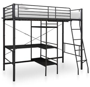VidaXL fekete fém emeletes ágykeret asztallal 90 x 200 cm