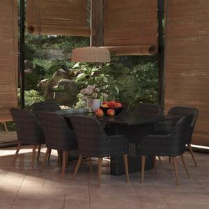 9 részes fekete polyrattan kerti étkezőgarnitúra