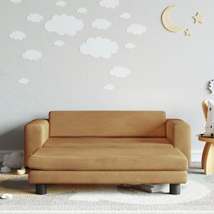 VidaXL barna gyerek bársonykanapé lábzsámollyal 100x50x30 cm