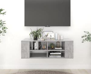 Betonszürke szerelt fa falra szerelhető TV-szekrény 102x35x35cm