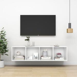 Fehér szerelt fa falra szerelhető TV-szekrény 37x37x142,5 cm