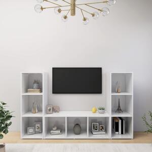 3 db fehér szerelt fa TV-szekrény 107 x 35 x 37 cm