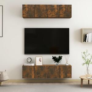 4 db füstös tölgy színű szerelt fa fali TV-szekrény 60x30x30 cm