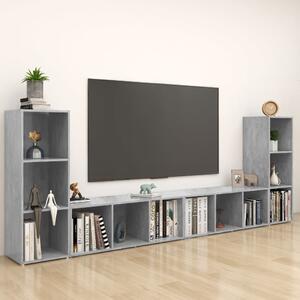 4 db betonszürke szerelt fa TV-szekrény 107 x 35 x 37 cm