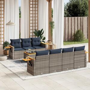 VidaXL 8 részes szürke polyrattan kerti ülőgarnitúra párnával